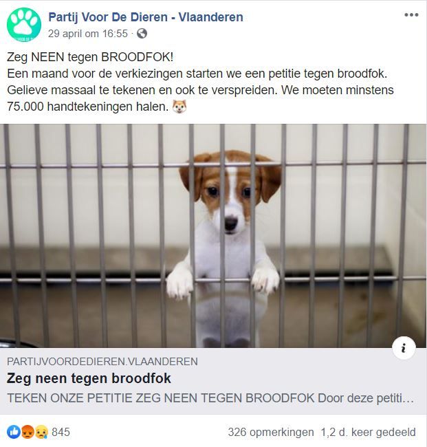 Partij Voor De Dieren Vlaanderen Facebookpagina